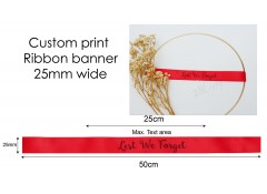 BANNER RIBBON 2.5cm wide Personalised custom print satin ribbon 4 pcs
